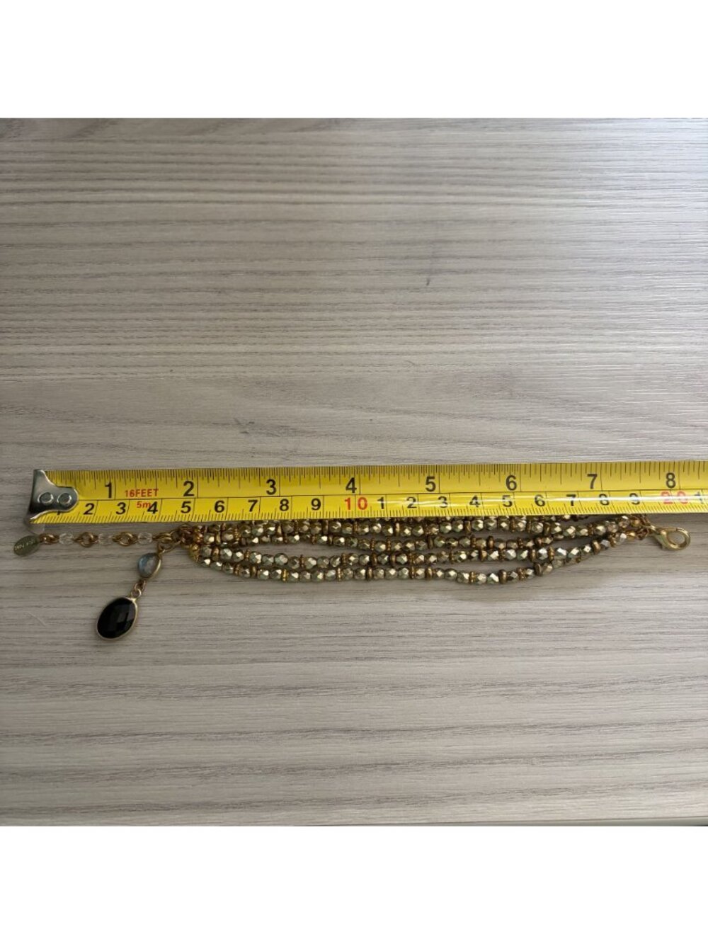 Rachel Reinhardt Multi-Strand Gold Bracelet Labradorite & Faceted Onyx Celestial - Picture 7 of 14